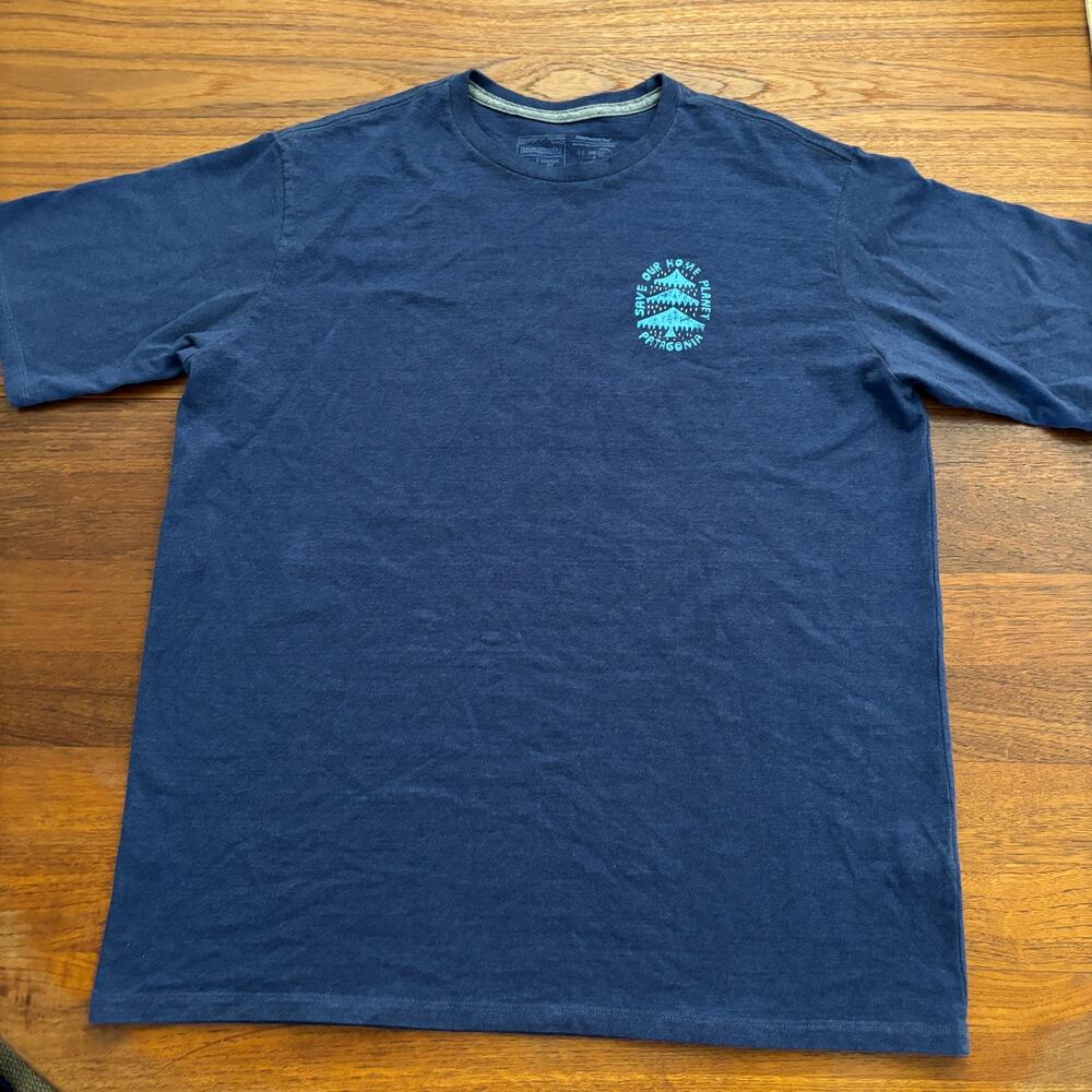 Patagonia Men's Navy Blue 'Save Our Home Planet' Short Sleeve T-Shirt Size L